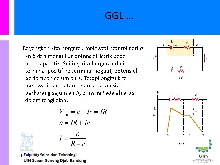 GGL … Bayangkan kita bergerak melewati baterei dari a ke b dan mengukur potensial