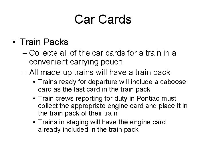 Car Cards • Train Packs – Collects all of the cards for a train