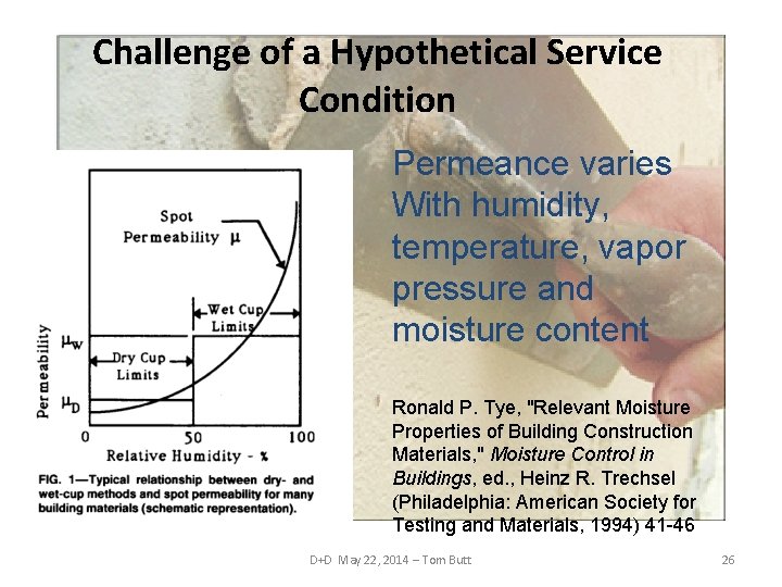 Challenge of a Hypothetical Service Condition Permeance varies With humidity, temperature, vapor pressure and