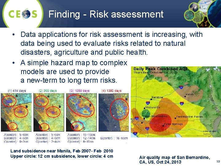 Finding - Risk assessment • Data applications for risk assessment is increasing, with data