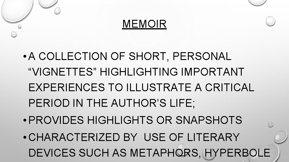 MEMOIR • A COLLECTION OF SHORT, PERSONAL “VIGNETTES” HIGHLIGHTING IMPORTANT EXPERIENCES TO ILLUSTRATE A