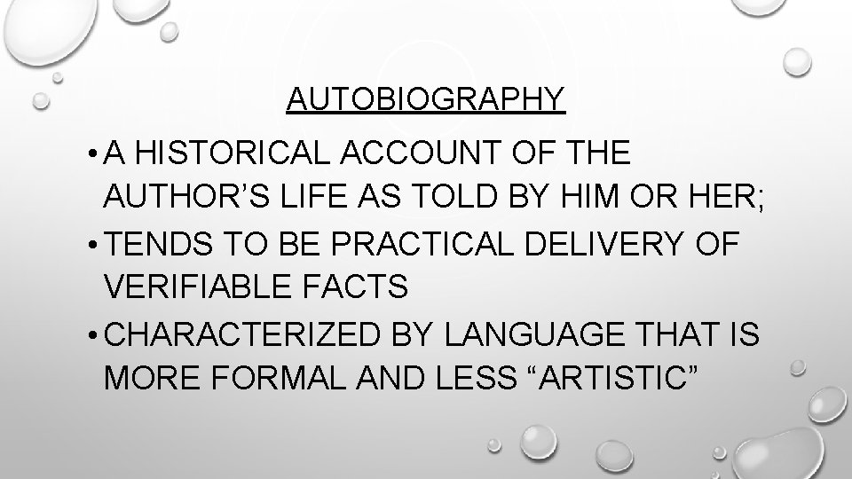 AUTOBIOGRAPHY • A HISTORICAL ACCOUNT OF THE AUTHOR’S LIFE AS TOLD BY HIM OR