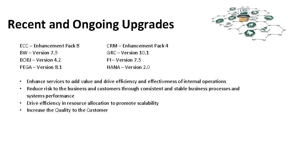 Recent and Ongoing Upgrades ECC – Enhancement Pack 8 BW – Version 7. 5