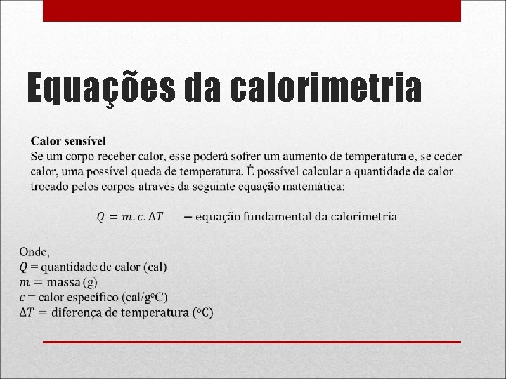 Equações da calorimetria 