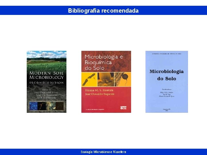 Bibliografia recomendada Ecologia Microbiana e Rizosfera 