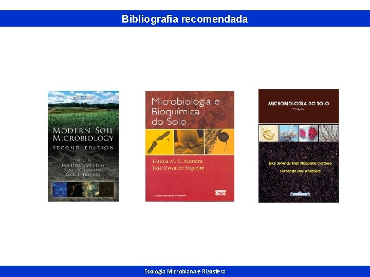 Bibliografia recomendada Ecologia Microbiana e Rizosfera 