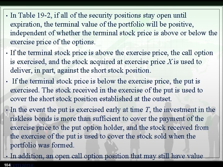  • • • In Table 19 -2, if all of the security positions