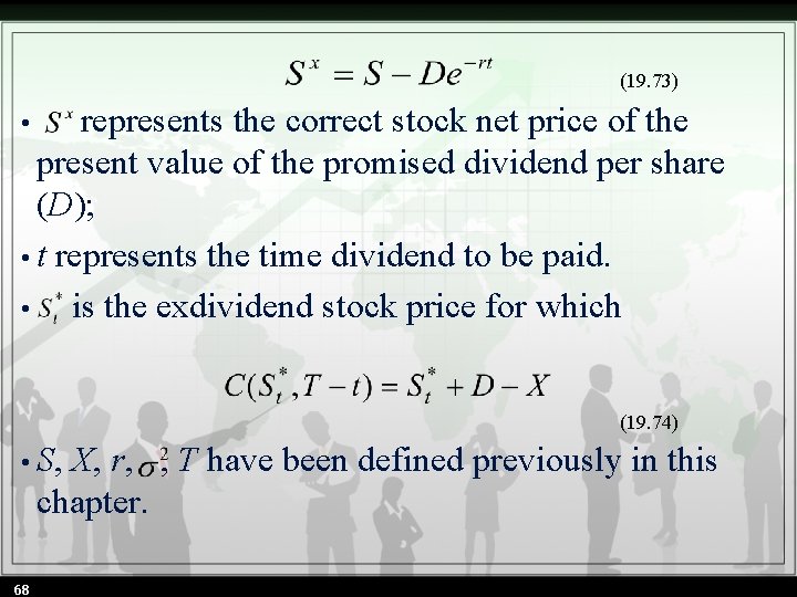 (19. 73) • represents the correct stock net price of the present value of