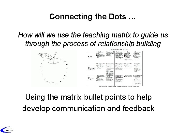 Connecting the Dots … How will we use the teaching matrix to guide us