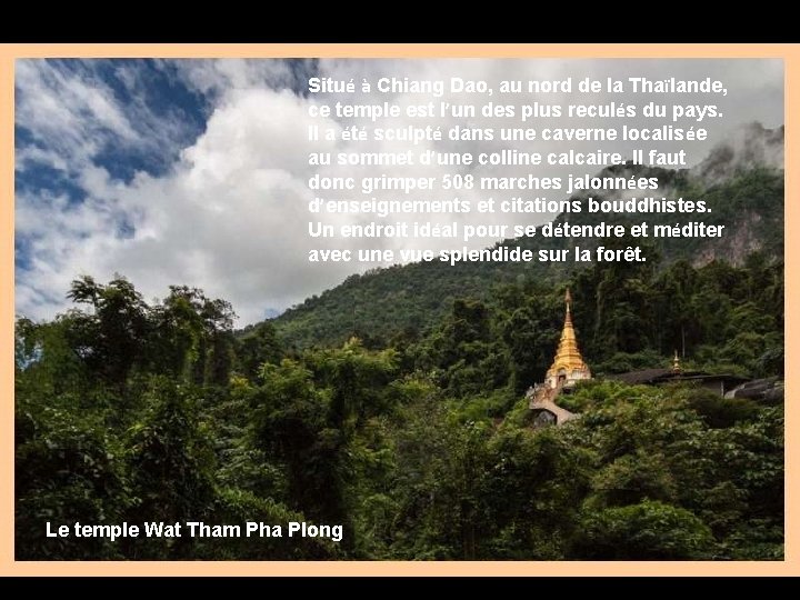 Situé à Chiang Dao, au nord de la Thaïlande, ce temple est l’un des