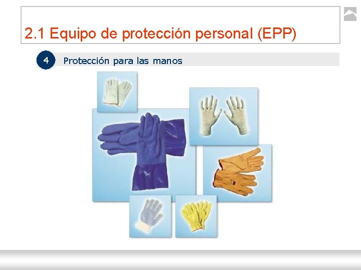 2. 1 Equipo de protección personal (EPP) 4 Protección para las manos Seguridad Industrial