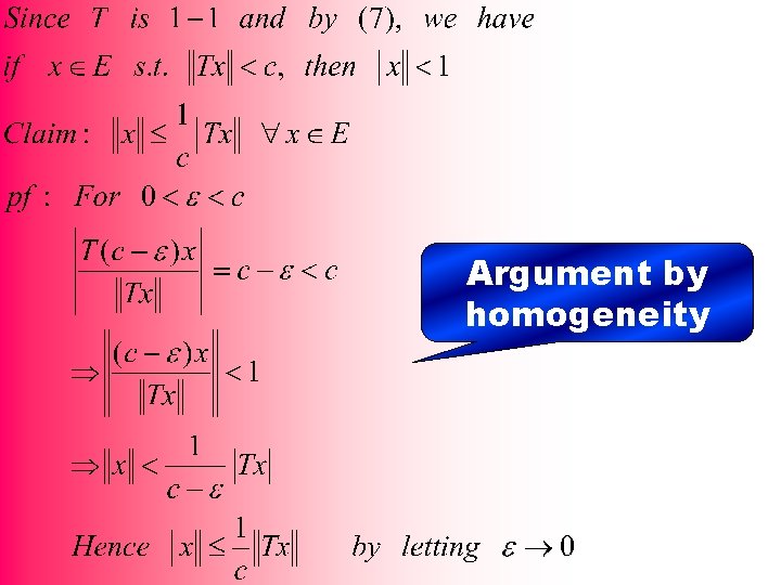 Argument by homogeneity 