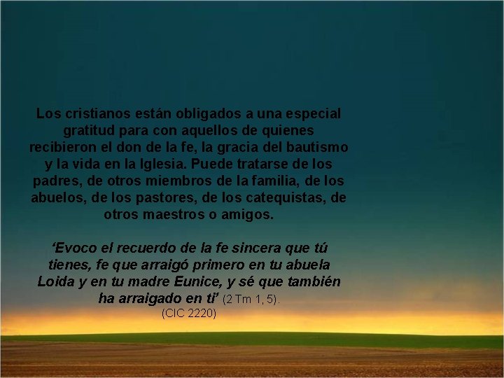 Los cristianos están obligados a una especial gratitud para con aquellos de quienes recibieron