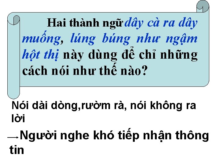  Hai thành ngữ dây cà ra dây muống, lúng búng như ngậm hột