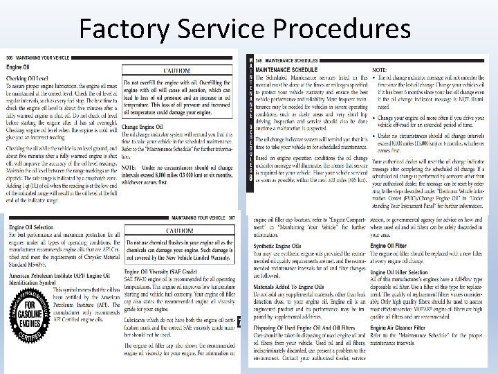 Factory Service Procedures 