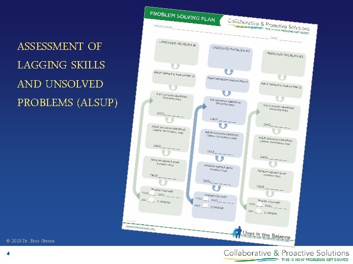ASSESSMENT OF LAGGING SKILLS AND UNSOLVED PROBLEMS (ALSUP) © 2018 Dr. Ross Greene 4