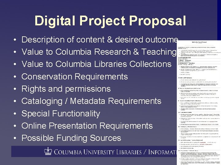 Digital Project Proposal • • • Description of content & desired outcome Value to