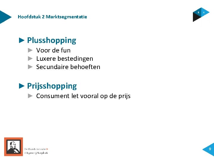 Hoofdstuk 2 Marktsegmentatie ► Plusshopping ► Voor de fun ► Luxere bestedingen ► Secundaire