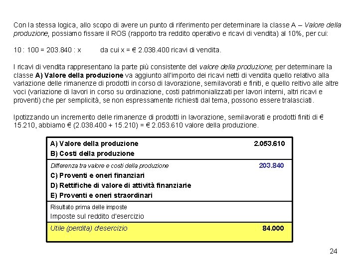 Con la stessa logica, allo scopo di avere un punto di riferimento per determinare