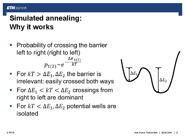 Simulated annealing: Why it works § D-PHYS Ants Remm, Roland Matt | 29. 04.