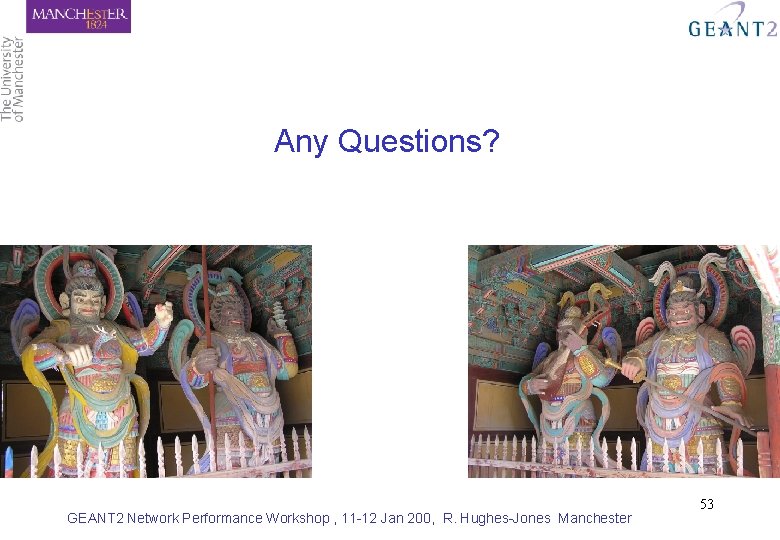 Any Questions? GEANT 2 Network Performance Workshop , 11 -12 Jan 200, R. Hughes-Jones