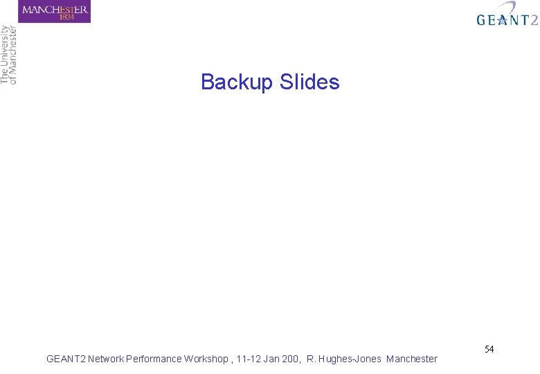 Backup Slides GEANT 2 Network Performance Workshop , 11 -12 Jan 200, R. Hughes-Jones