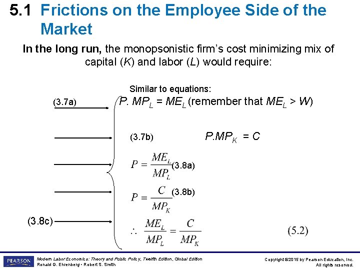 5. 1 Frictions on the Employee Side of the Market In the long run,