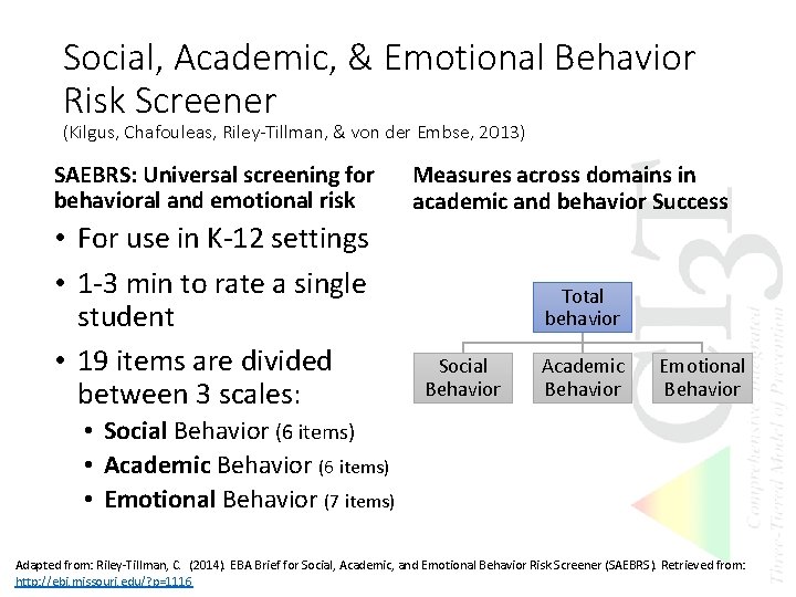 Social, Academic, & Emotional Behavior Risk Screener (Kilgus, Chafouleas, Riley-Tillman, & von der Embse, Social, Academic, & Emotional Behavior Risk Screener (Kilgus, Chafouleas, Riley-Tillman, & von der Embse,