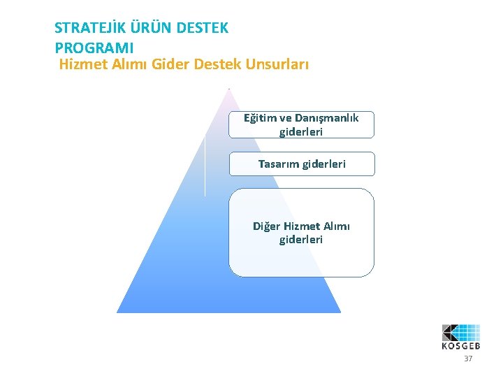 STRATEJİK ÜRÜN DESTEK PROGRAMI Hizmet Alımı Gider Destek Unsurları Eğitim ve Danışmanlık giderleri Tasarım