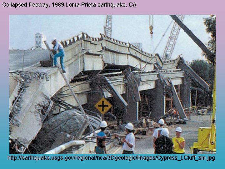 Collapsed freeway, 1989 Loma Prieta earthquake, CA http: //earthquake. usgs. gov/regional/nca/3 Dgeologic/images/Cypress_LCluff_sm. jpg 