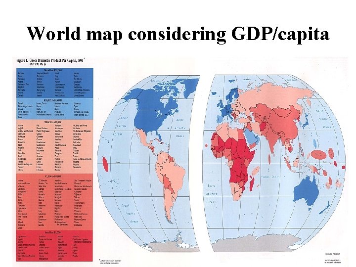 World map considering GDP/capita 