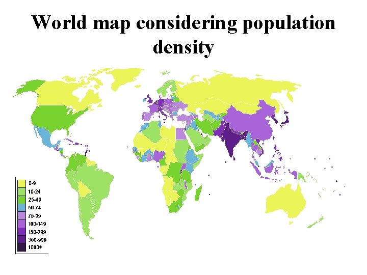 World map considering population density 