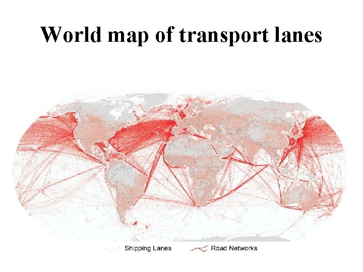 World map of transport lanes 