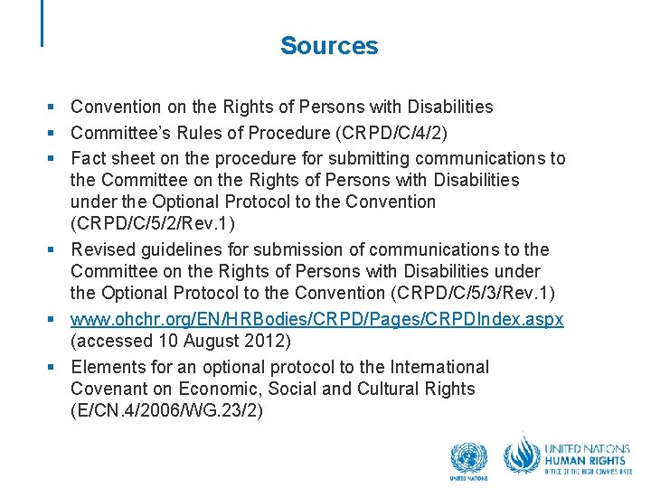 Sources § Convention on the Rights of Persons with Disabilities § Committee’s Rules of