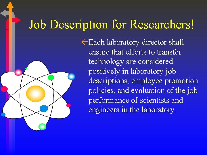 Job Description for Researchers! ßEach laboratory director shall ensure that efforts to transfer technology