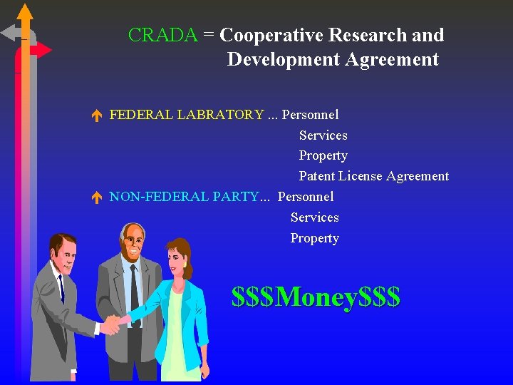 CRADA = Cooperative Research and Development Agreement é FEDERAL LABRATORY. . . Personnel Services