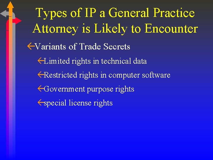 Types of IP a General Practice Attorney is Likely to Encounter ßVariants of Trade