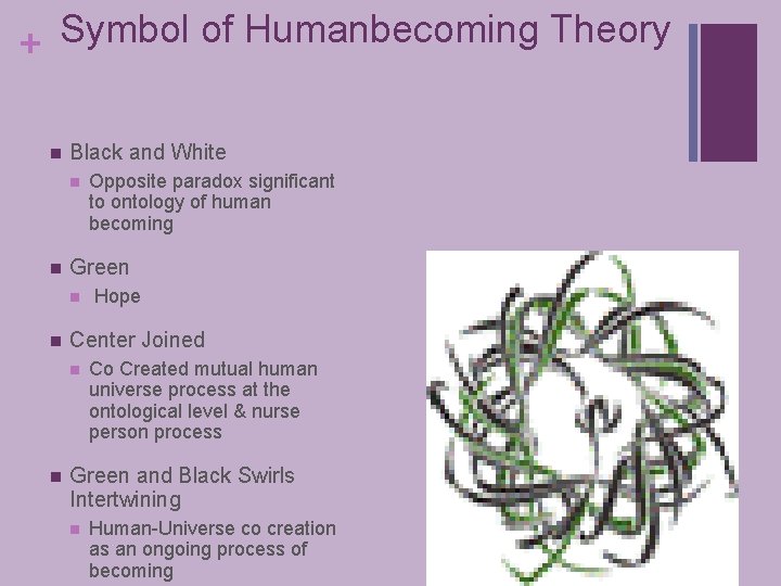 Symbol of Humanbecoming Theory + n Black and White n n Green n n