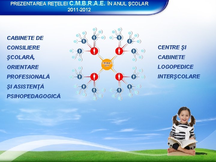 PREZENTAREA REŢELEI C. M. B. R. A. E. ÎN ANUL ŞCOLAR 2011 -2012 CABINETE