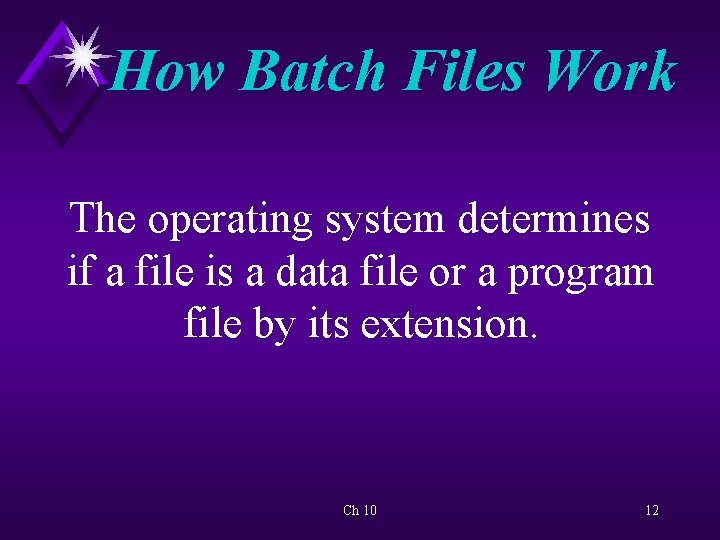 How Batch Files Work The operating system determines if a file is a data