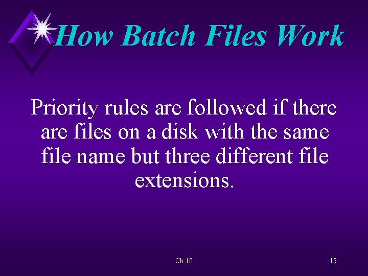 How Batch Files Work Priority rules are followed if there are files on a