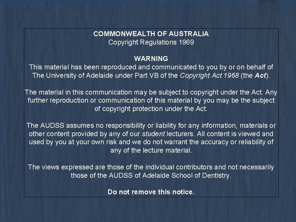 COMMONWEALTH OF AUSTRALIA Copyright Regulations 1969 WARNING This material has been reproduced and communicated