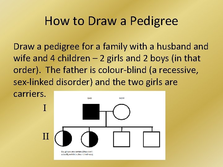 How to Draw a Pedigree Draw a pedigree for a family with a husband