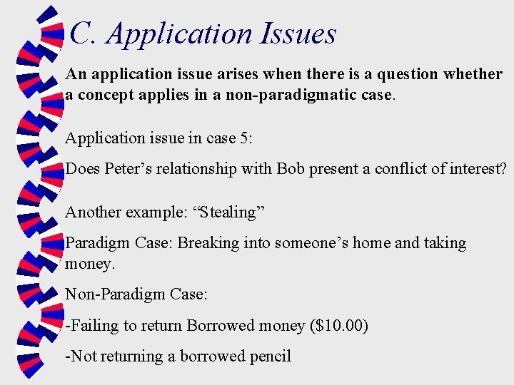 C. Application Issues An application issue arises when there is a question whether a