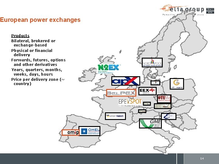 European power exchanges Products Bilateral, brokered or exchange-based Physical or financial delivery Forwards, futures,