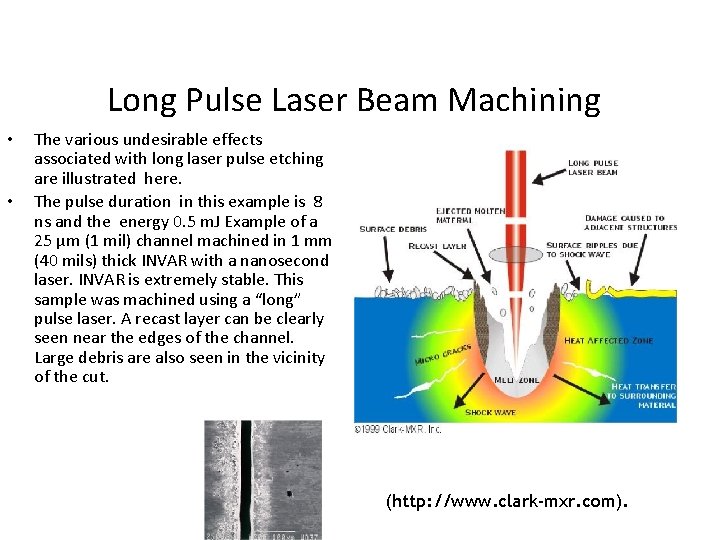 Long Pulse Laser Beam Machining • • The various undesirable effects associated with long