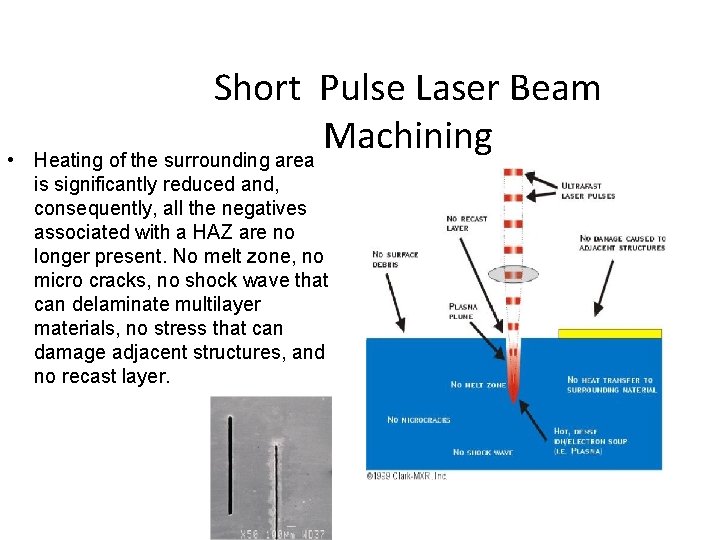  • Short Pulse Laser Beam Machining Heating of the surrounding area is significantly