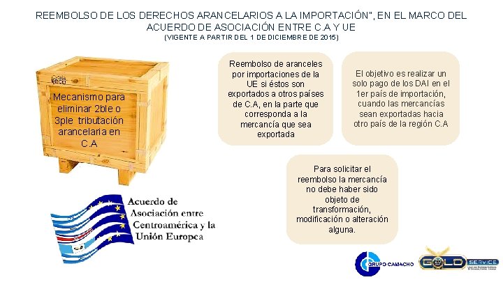 REEMBOLSO DE LOS DERECHOS ARANCELARIOS A LA IMPORTACIÓN”, EN EL MARCO DEL ACUERDO DE