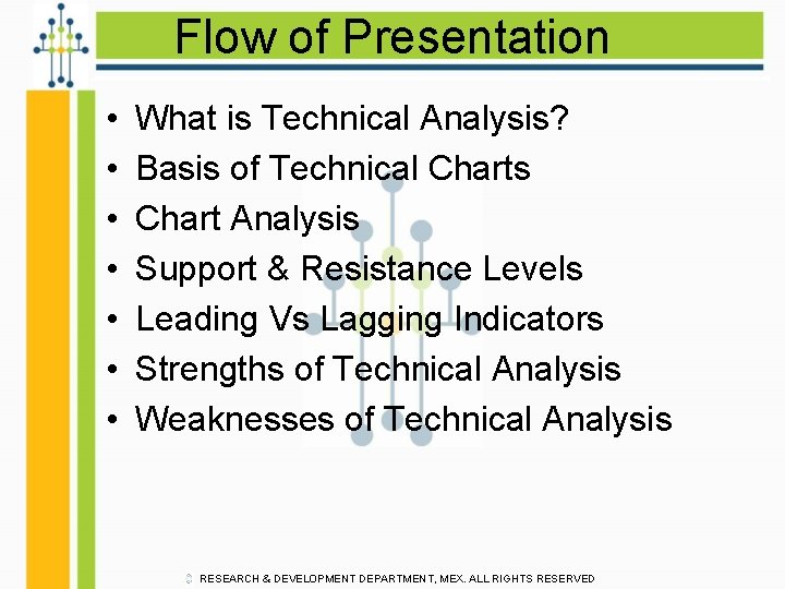 Technical Analysis Basic Level RESEARCH DEVELOPMENT DEPARTMENT MEX