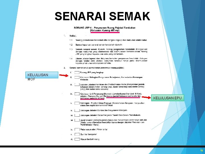 SENARAI SEMAK KELULUSAN MOF KELULUSAN EPU 19 